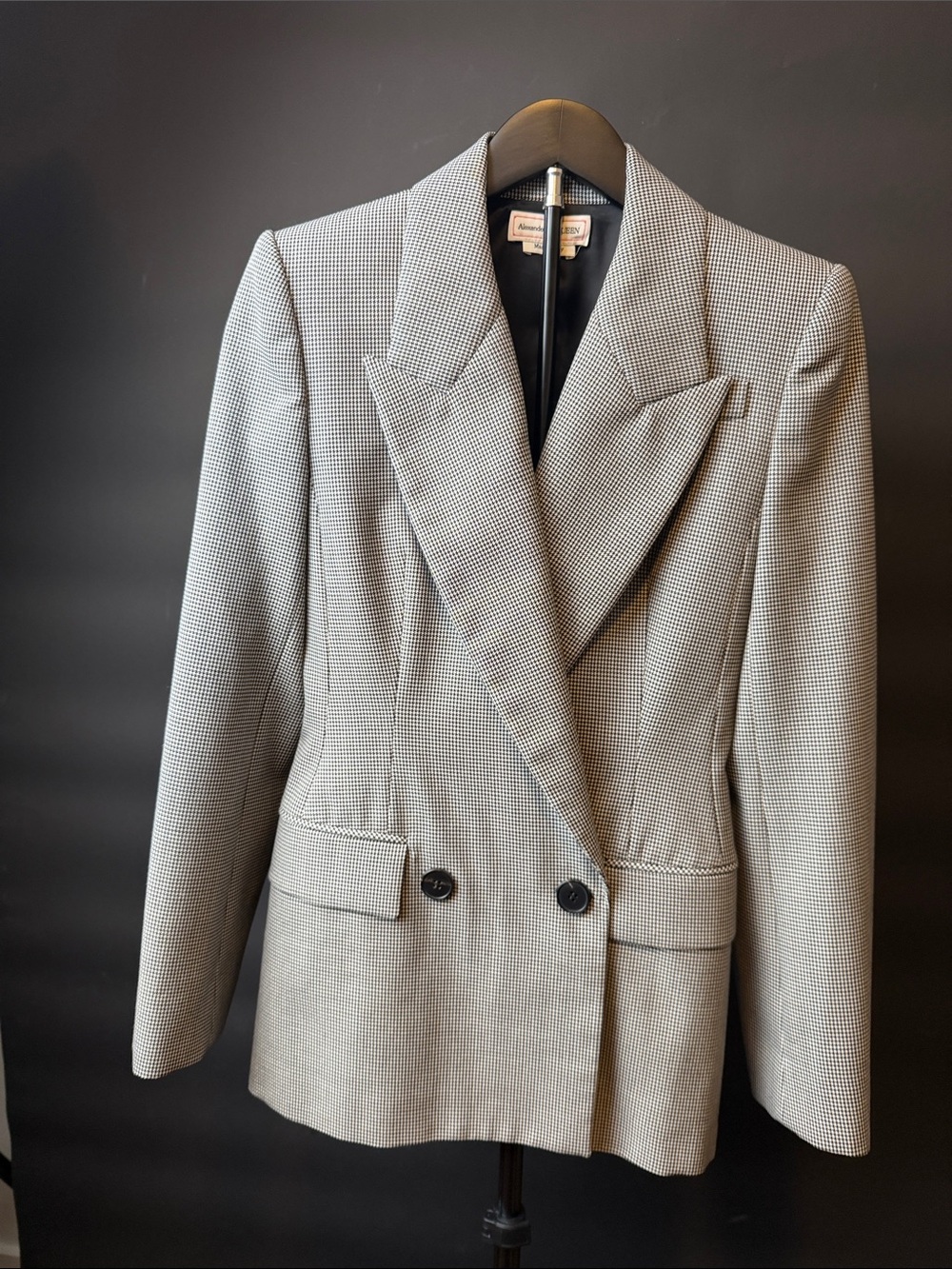 Alexander McQueen Black & White Glen Plaid Double-Breasted Blazer